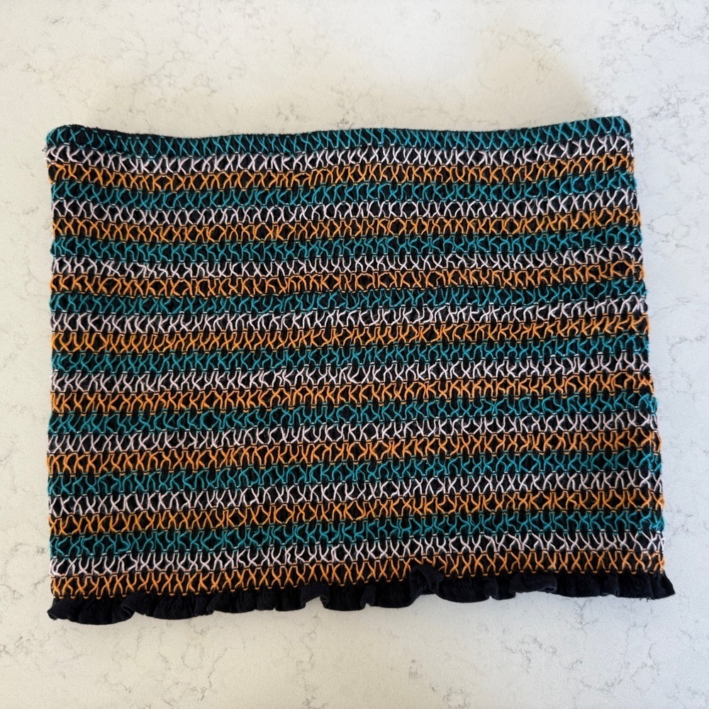 Express Smocked Strapless Tube Top Multicolor Stripe Boho Festival Size M